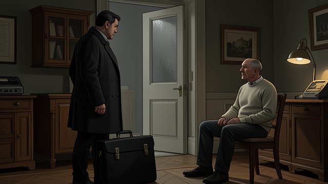 The Mysterious Visitor from "The Killer". The Mysterious Visitor A Room Already Occupied Bérenger returns to find Édouard waiting in his room with a large black briefcase.