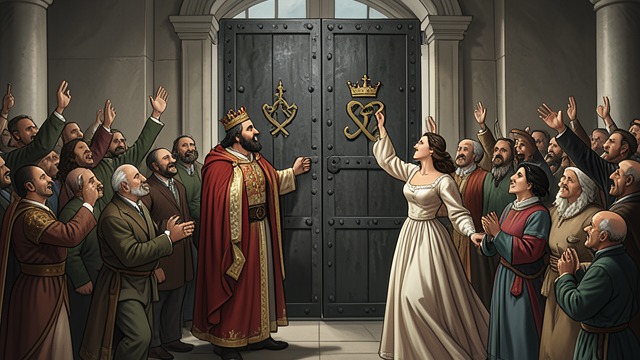 A Marriage Celebrated from "The Killer". A Marriage Celebrated Public Acclaim The crowd celebrates Macbett and the woman presented as Lady Duncan as ruler and bride.