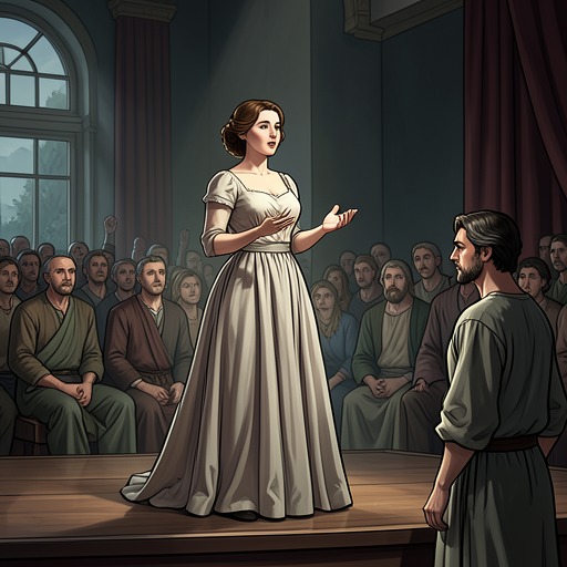 Mother Peep’s Political Spectacle from "The Killer". This flow follows Mother Peep’s promises of transformation and the farcical spectacle that diverts Bérenger from his urgent purpose.