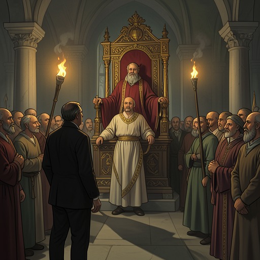 The Cycle of Violent Succession from "The Killer". This flow links rebellion, regicide, usurpation, and Macol’s accession to show how each new order reproduces the violence it condemns.