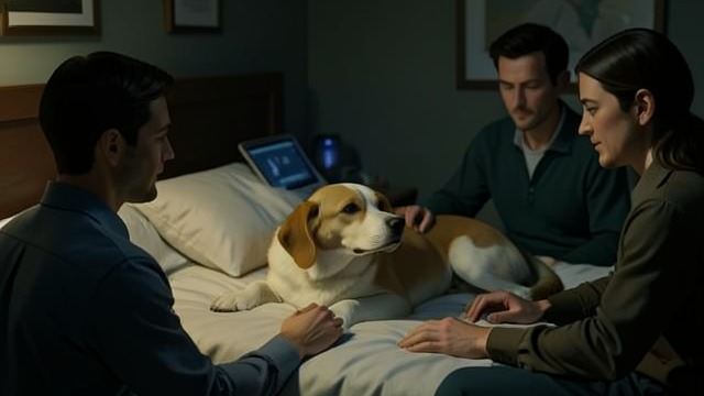 A Peaceful End from "A Dog's Journey". Receiving Care Friends Stay Near Toby and hospice staff remain with CJ as her strength fails.