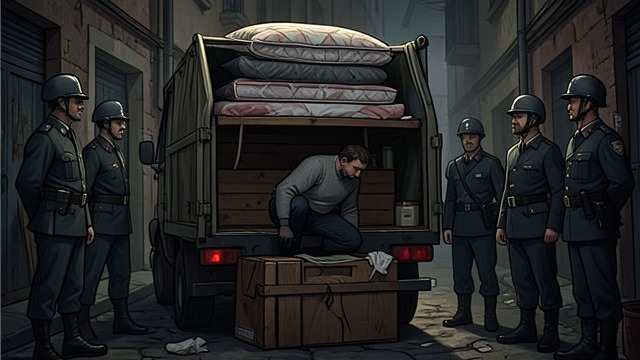 An Escape Plan from "Say Nothing". Leaving Long Kesh A new method After priest disguises become less plausible, prisoners consider hiding Hughes on a refuse lorry.