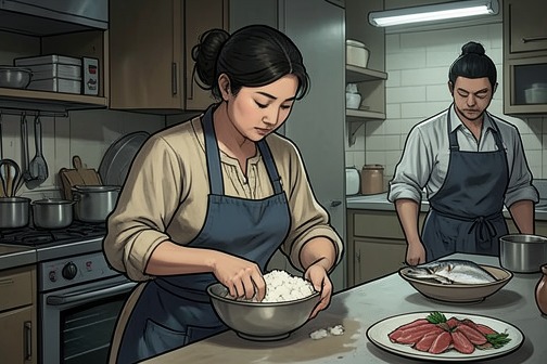 The Seollal family gathering from "Winter in Sokcho". The Seollal family gathering is a holiday meal at which food becomes both a demonstration of the mother’s expertise and a means of policing the narrator’s body…
