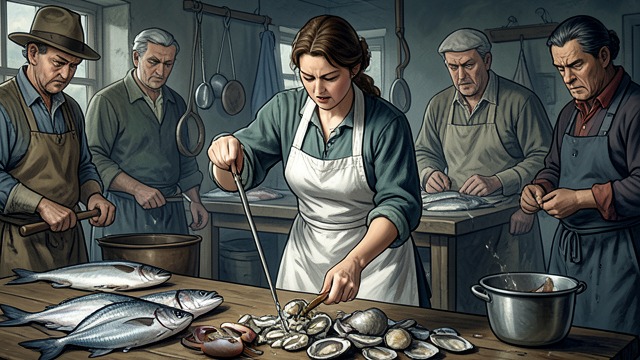 The Spilled Shellfish from "Winter in Sokcho". The Spilled Shellfish A public embarrassment When Yan Kerrand approaches the mother’s stall, she smooths her hair and reapplies lipstick.