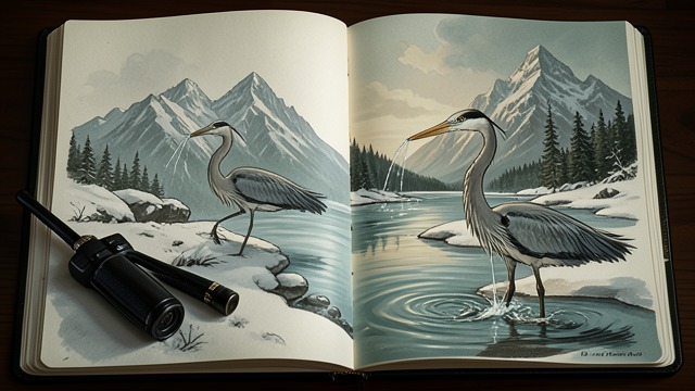 The Heron in the Sketchbook from "Winter in Sokcho". The Heron in the Sketchbook A bird beside the hero The narrator opens Yan Kerrand’s sketchbook and finds the hero beside an old, one-legged heron on a winter…