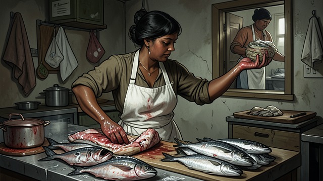 The Fishmonger Mother from "Winter in Sokcho". The Fishmonger Mother Work and home The narrator’s mother works at the Sokcho Fish Market and lives above its loading bays.