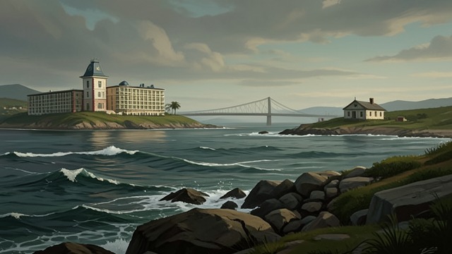 New Hotels on the Coast from "Winter in Sokcho". New Hotels on the Coast Competition arrives Old Park tells the narrator that two new hotels have appeared near the bridge.