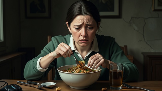 Eating with Her Mother from "Winter in Sokcho". Eating with Her Mother Losing control At a meal with her mother, the narrator eats and drinks rapidly, unable to stop even as her stomach grows uncomfortable.