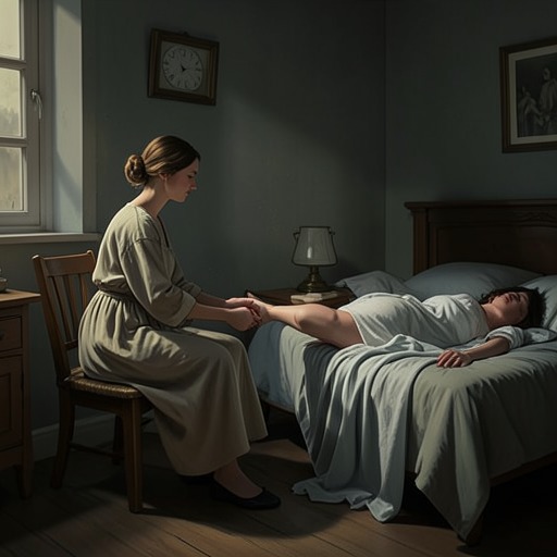 The Narrator and Her Mother from "Winter in Sokcho". This flow follows the narrator and her mother through dependence, bodily closeness, conflict over care, and the distance they begin to negotiate.