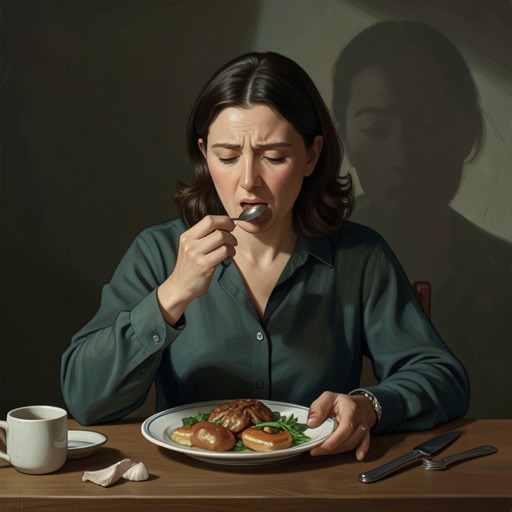 The Narrator’s Eating Distress from "Winter in Sokcho". This flow follows the narrator’s cycles of appetite, restriction, shame, and self-punishment, while distinguishing them from the care food can also carry.