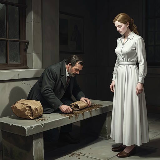 The Paper Bag’s Changing Meaning from "Bloodhounds". This flow follows the paper bag from an improvised aid to a misleading piece of evidence whose authorship and custody reshape the investigation.