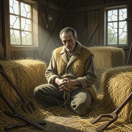 The Pecas’s Return to Human Contact from "Los renglones torcidos de Dios". A man imprisoned in a barn for decades is rescued and begins the slow, uncertain process of recovering human abilities.