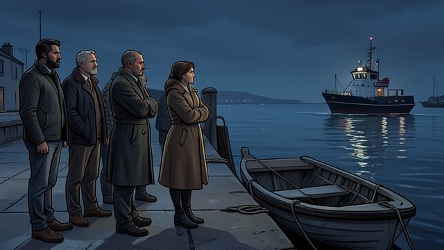 A Return in the Dark from "Man on Fire". A Future Imagined The harbor vigil On a cold night, friends wait at Mġarr for a launch carrying a returning man.