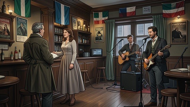 An Irish Pub Abroad from "Midwinter Break". Ireland Packaged Familiar décor Gerry and Stella enter an Irish pub filled with Irish imagery and music.