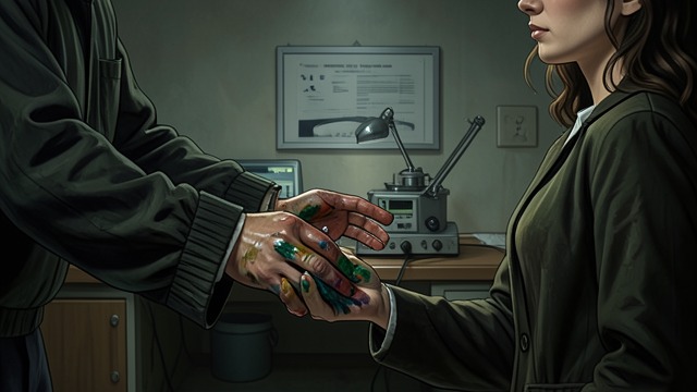 The Painted Palm from "Midwinter Break". Touch Avoided A concealed stain Gerry returns from cleaning paint from his hand after secretly buying whiskey.