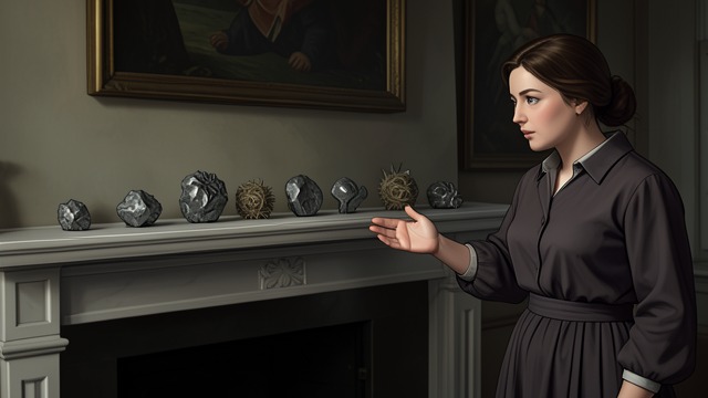 A Student’s Token from "Midwinter Break". Remembrance by Objects A line of offerings Stella sees small objects left on a mantelpiece, apparently by visitors who want to acknowledge those who suffered.