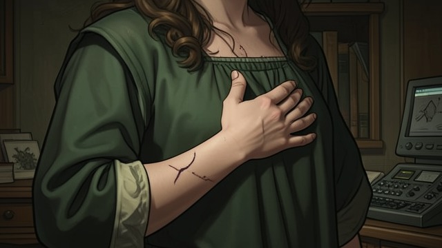 The Scar Beneath the Skin from "Midwinter Break". A Memory Held Quietly A bodily reminder Stella’s scars from her Belfast shooting remain on her body, though daily life rarely names their origin.