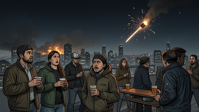 The Bombed City from "Midwinter Break". Violence Across the City Explosions at a ceremony Gerry hears successive bombs while attending a topping-out ceremony.