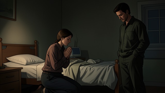 The Sleeping Prayer from "Midwinter Break". Choosing Not to Interrupt Stella at prayer Gerry sees Stella kneeling beside the bed and recognizes that she is praying.