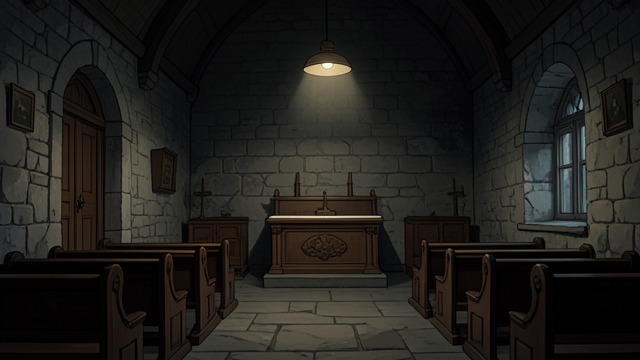 The Church in the Houses from "Midwinter Break". A Hidden Catholic Past Worship behind a façade The couple finds a Catholic church concealed inside ordinary houses.