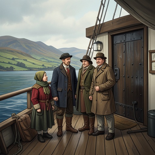 The Journey from Ireland to Scotland from "Midwinter Break". This flow traces the family’s migration from Ireland to Scotland and the political memories that accompany their new home.