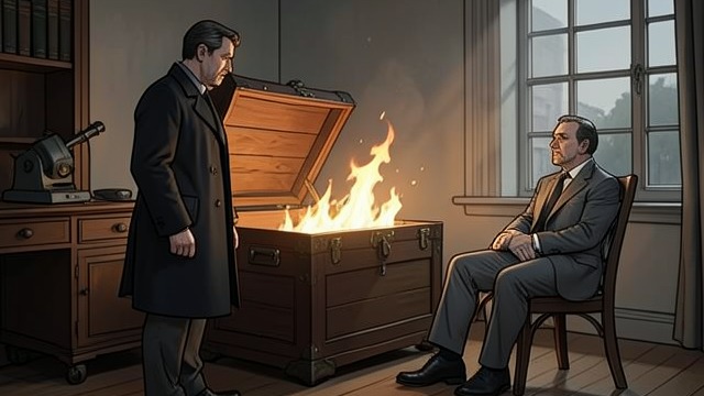 A Basement Sentence from "A Gentleman in Moscow". The Bishop’s Captivity Destroying the Evidence The Count orders Bishop Leplevsky to burn files cataloguing the flaws of hotel staff and guests.