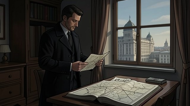 A Map Cut from a Guidebook from "A Gentleman in Moscow". The Route Drawn Paris in Sections The Count finds a Paris Baedeker among abandoned books in the basement and removes its map.