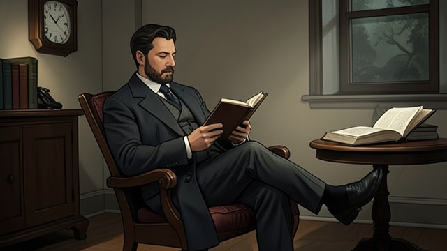 Reading and Repetition from "A Gentleman in Moscow". A Quiet Evening Practice Books and the Chair The Count reads in his tilted chair, returns to Montaigne, and keeps his father’s clock nearby.
