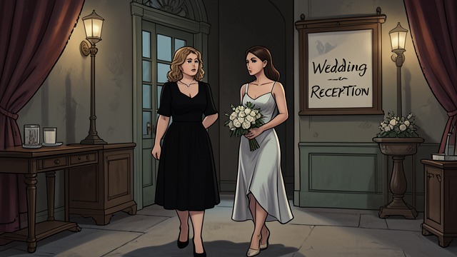 The Wedding Dress Gift from "The Negotiation". A Dress for Emily Gesture Evelyn Rose gives Emily Wade a black dress to wear to a wedding.