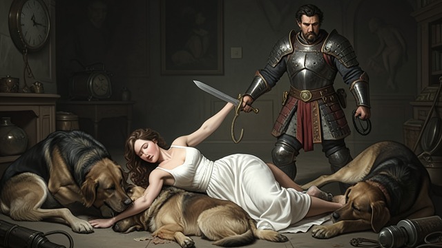 The Punishment Repeated from "The Decameron". The Punishment Repeated A supernatural sentence The knight overtakes the woman, kills her, and gives her heart and entrails to the dogs.