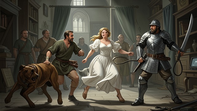 The Chase Appears from "The Decameron". The Chase Appears A terrifying vision Walking alone, Nastagio sees a naked woman pursued by two mastiffs and an armed knight.