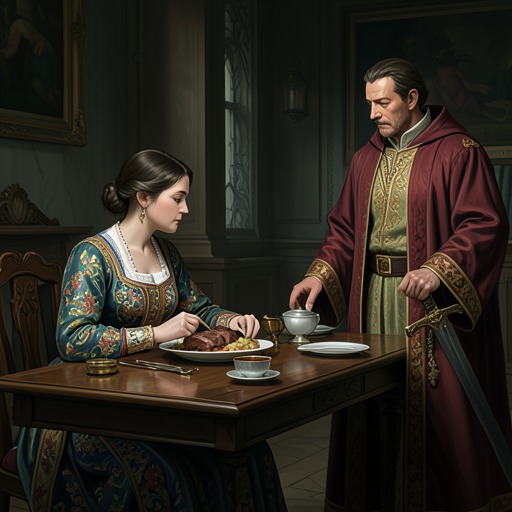 The Marchioness Rejects the King from "The Decameron". This flow follows how the Marchioness of Monferrato answers an unwanted royal advance with a calculated meal and a pointed remark.