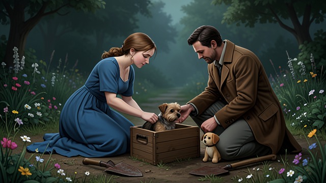 A Burial in the Garden from "Happiness for Beginners". A Burial in the Garden A shared farewell Helen and Duncan bury Pickle in Grandma GiGi’s backyard beside their childhood dog.