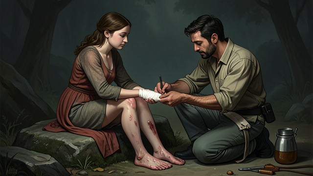 Accepting Help for Her Feet from "Happiness for Beginners". Accepting Help for Her Feet The cost of hiding pain Helen admits to Jake that her blisters have become severe after she ignored the hot spots.