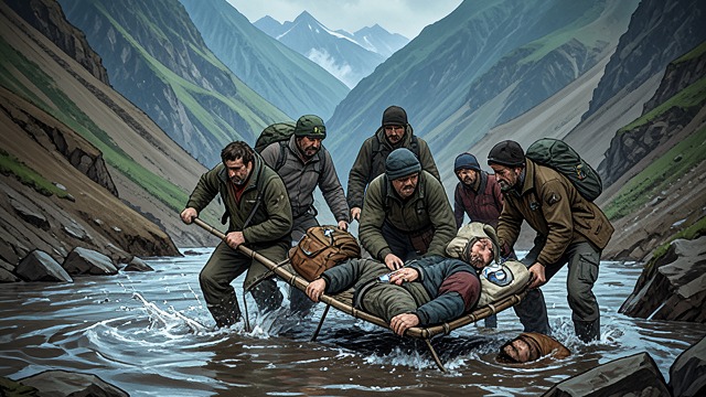 An Improvised Rescue from "Happiness for Beginners". An Improvised Rescue A leader responds After Hugh is injured, Beckett organizes the group to build a litter from pack frames and carry him toward a trailhead.