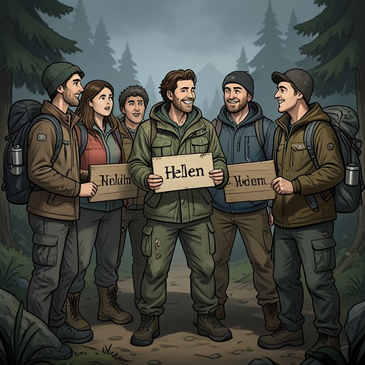 The Group Finds Its Names from "Happiness for Beginners". The participants’ nicknames first mark Helen as an outsider, then help her gain a comic identity and a place within the expedition’s improvised community.