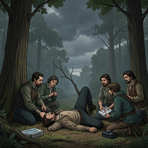 Hugh’s Accident and Survival from "Happiness for Beginners". Hugh’s avoidable fall turns a joking participant into the focus of an emergency that tests Helen’s initiative and the expedition’s collective care.