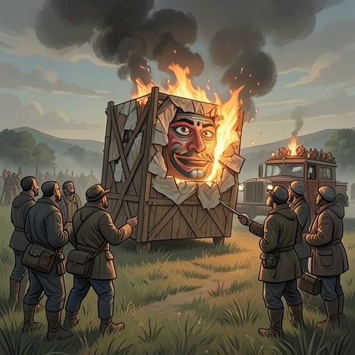 The Founder’s Day Escalation from "Clown in a Cornfield". This flow traces how a prank at the town parade turns public tension into a crisis that helps the conspirators gain support.