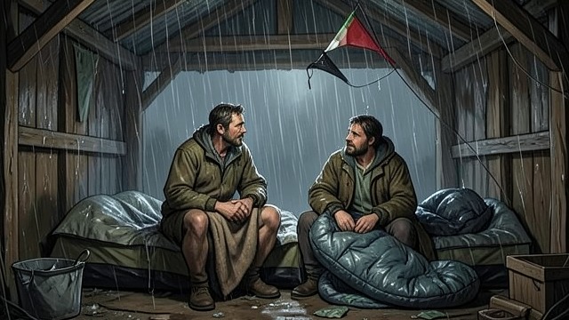 Rain Through the Equipment from "The Salt Path". Rain Through the Equipment Saturation overwhelms the shelter Heavy rain and wind soak the couple’s clothes, sleeping bags, and tent.