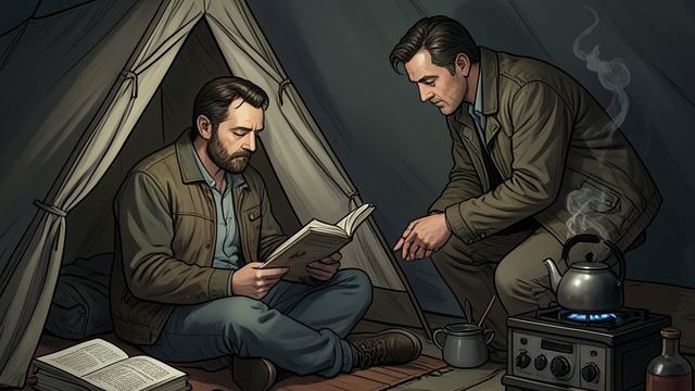 Reading Inside the Tent from "The Salt Path". Reading Inside the Tent A nightly ritual After the couple arrange their sleeping space, Moth reads from Beowulf while Ray makes tea.