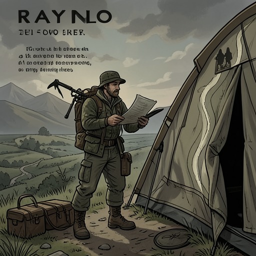 The Book’s Final Transformation from "The Salt Path". The worn trail guide and the carried tent frame a final transition from outdoor survival to indoor life, showing that the route remains part of Ray’s body…