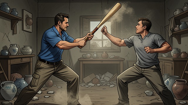 The Pottery Fight from "Dr. Death". Violence in the Living Room Collection Destroyed Eric swings a baseball bat through Richard's ceramics and then fights his father.