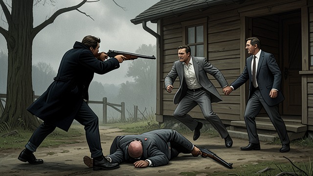 Ulrich Is Shot from "Dr. Death". The Arrest Becomes Impossible Shots from the Trees Fusco fires repeatedly while Milo is moving toward Ulrich.