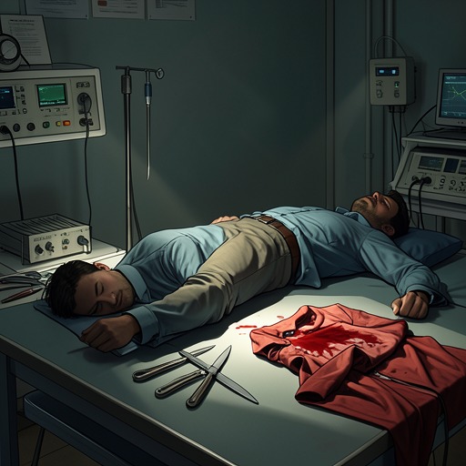 The Body as Message from "Dr. Death". This flow traces how wounds, props, and medical objects turn bodies into messages about power and identity.