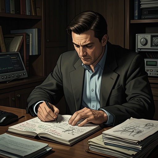 Obsession as a Route to Discovery from "Dr. Death". This flow traces how persistent attention to overlooked details helps Alex solve the identity puzzle, while also threatening his balance.