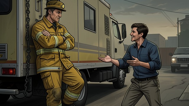 The Flirtatious Firefighter from "Jacob's Ladder". The Flirtatious Firefighter Confidence on display Cameron flirts openly with Yasha and enjoys showing off his strength.