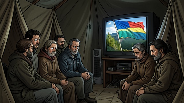 A Camp Without a Country from "The Sympathizer". A Camp Without a Country A Nation Seen on Television The refugees watch images of Saigon’s fall and the new government’s flag being raised.