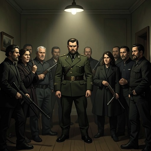 Political Suspicion and Violence from "The Sympathizer". This flow traces the escalation from fear of spies to fabricated evidence, assassination, and a war within the exile community over who counts as an enemy.