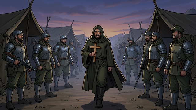 Priest Among Warriors from "Watchmen". Priest Among Warriors Shared Humanity Sittas accompanies the Komani because he believes that warriors possess souls despite their violence.