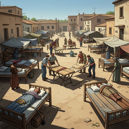 The Hospital Network from "Watchmen". This flow follows the improvised medical network that turns humanitarian relief into a practical channel between enemies.